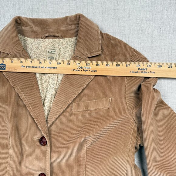 L.L. Bean Corduroy Blazer Tan Cotton Lined Three-Button Jacket Size 14 Reg - Picture 6 of 12
